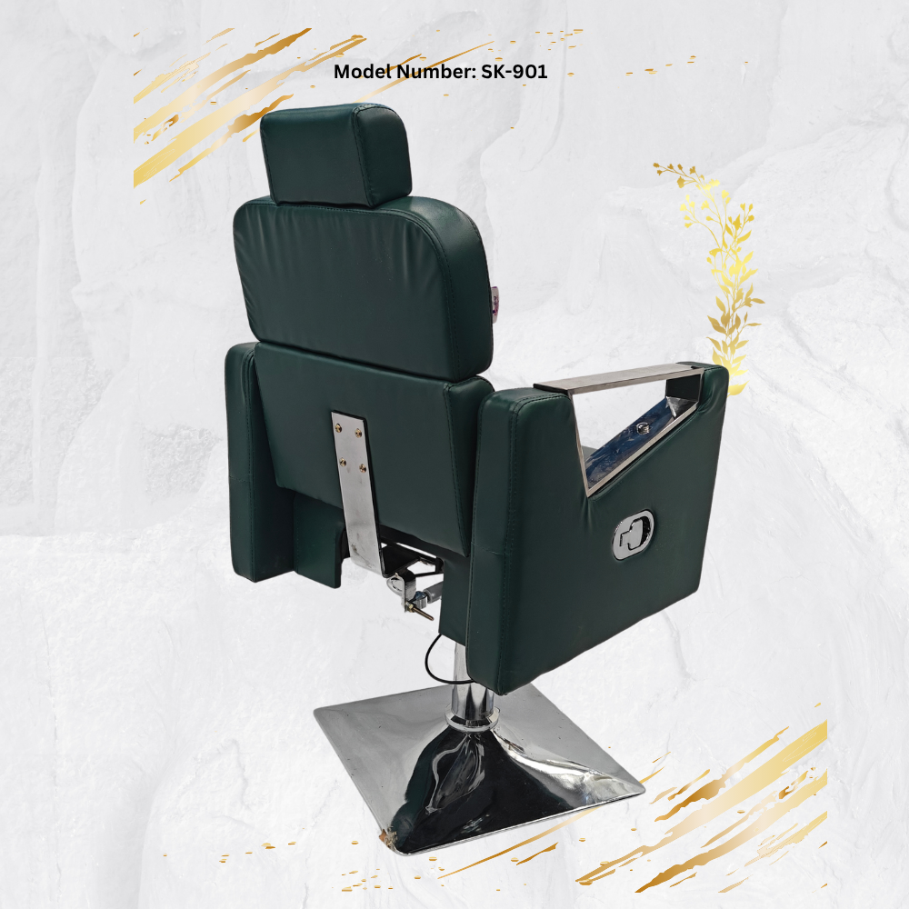 SK901 Salon & Beauty Parlour Hair Cutting Hydraulic Chair With dark Green Rexin