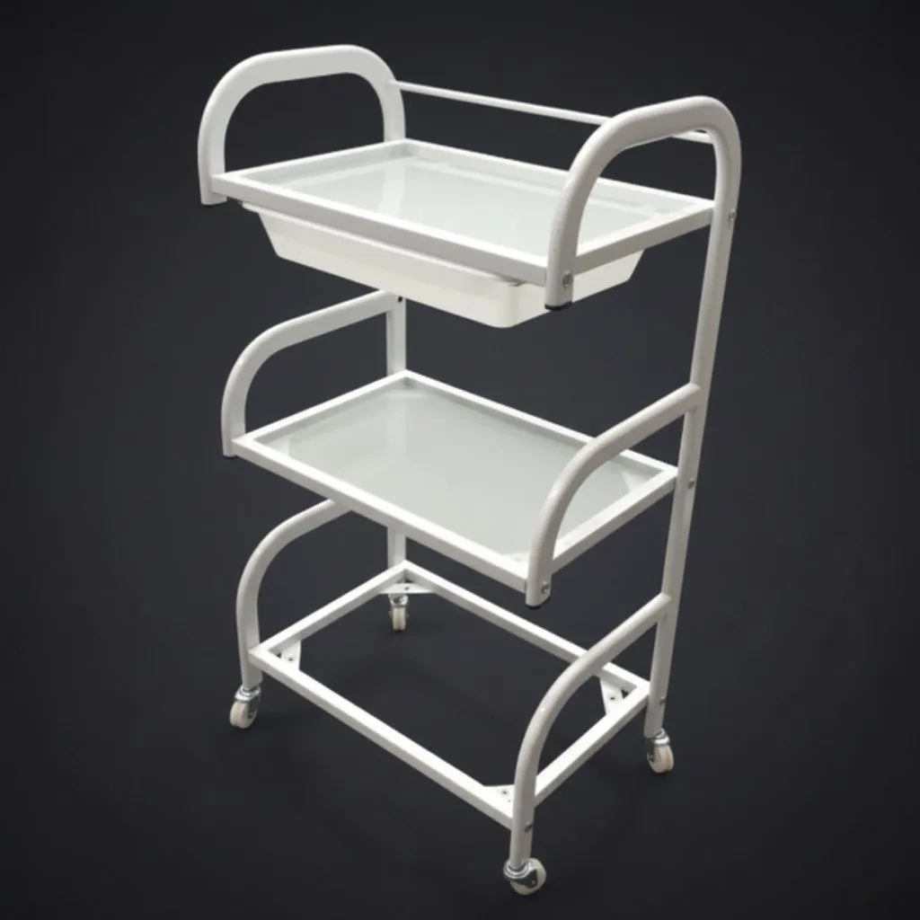Glass Salon Trolley with 3 Compartments