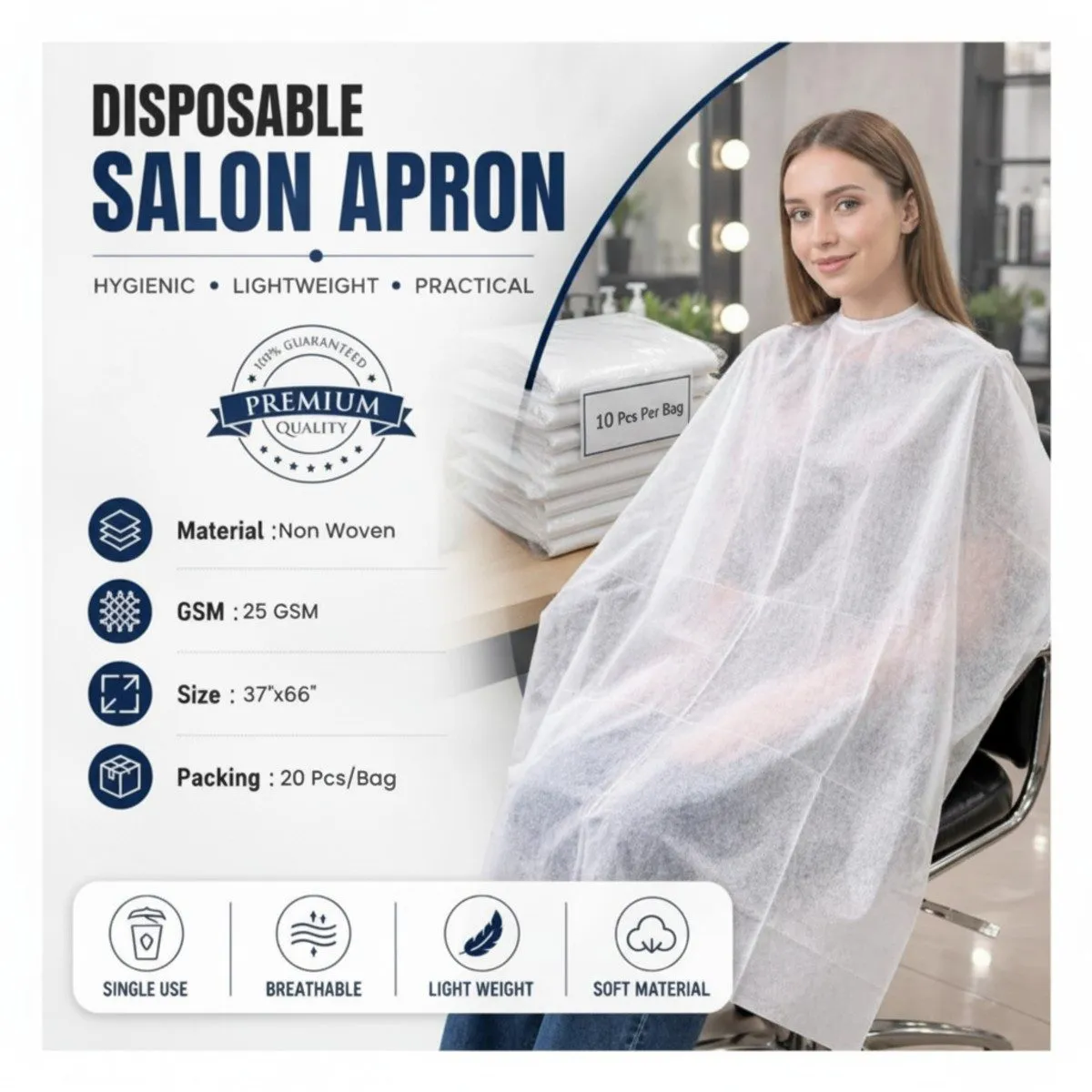 Disposable Non-Woven Hair Cutting Apron / Cutting Sheet - 10 Pcs, photo 2