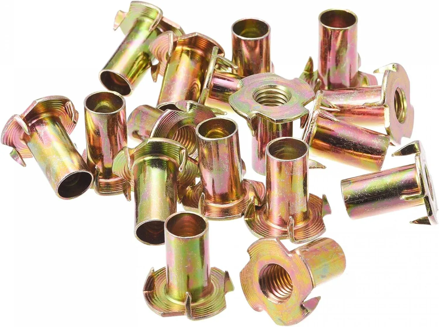 Brass T-Nuts for Office Chair Plywood, Pack of 20