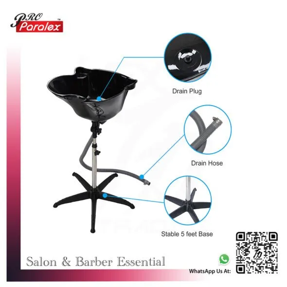 Portable Hair Wash Basin with Stand, Fiber