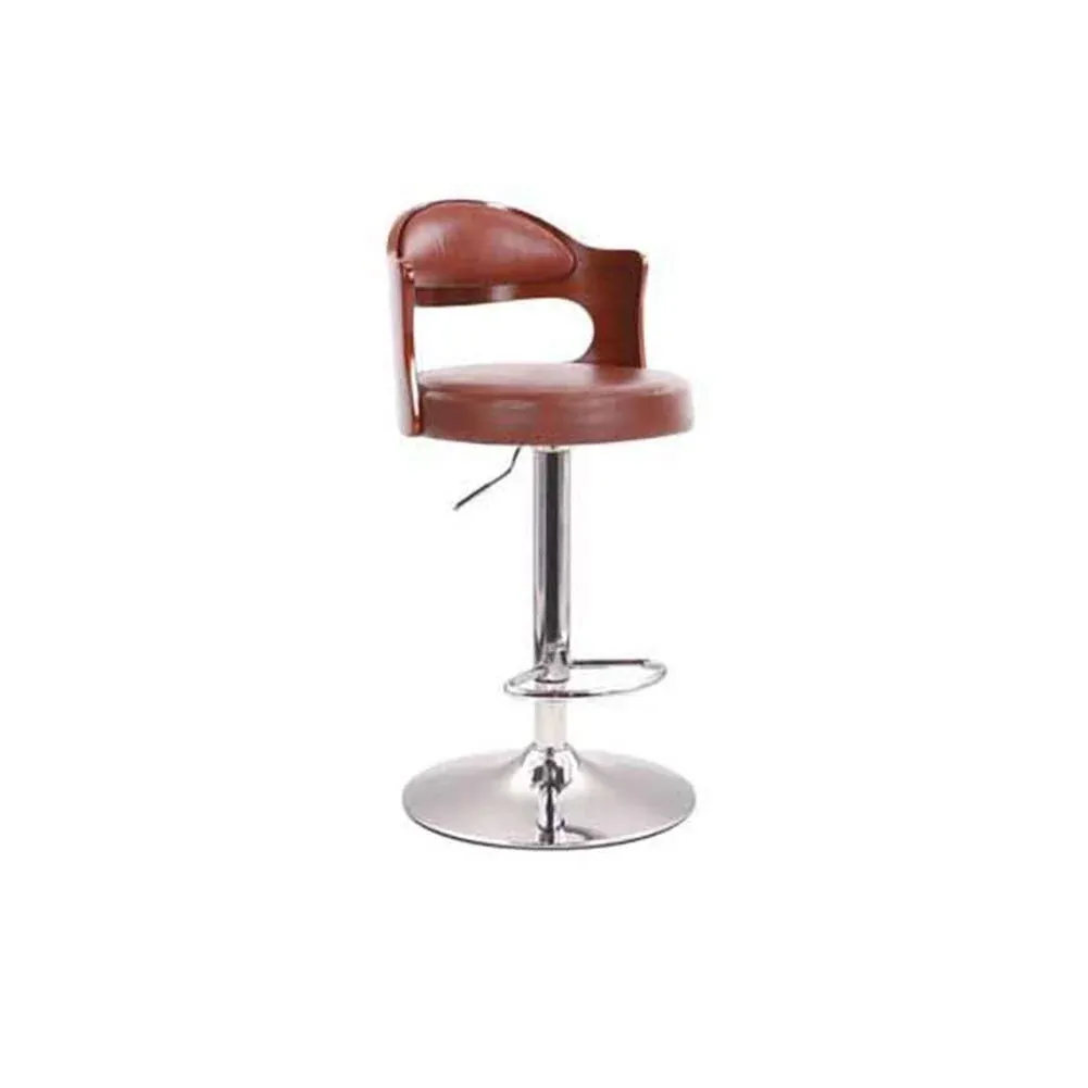 Bar Stool with Wheels, Brown and Steel