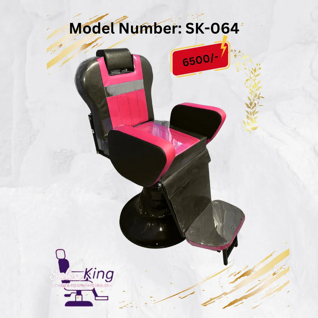Salon Chair with Footrest, Black and Pink, photo 2
