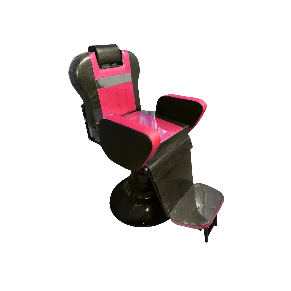 Salon Chair with Footrest, Black and Pink