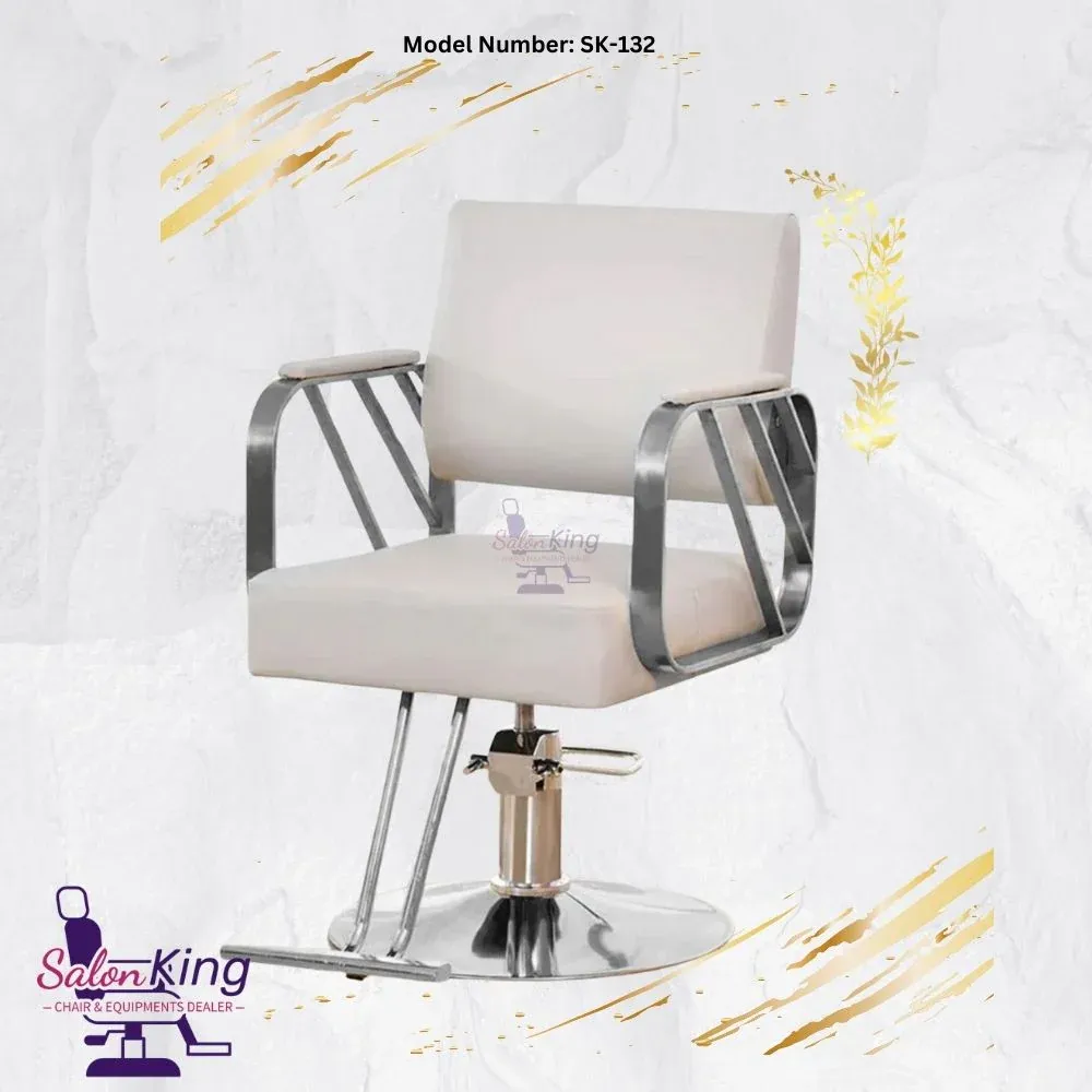 Salon Chair with Chrome Arm Frames and Footrest