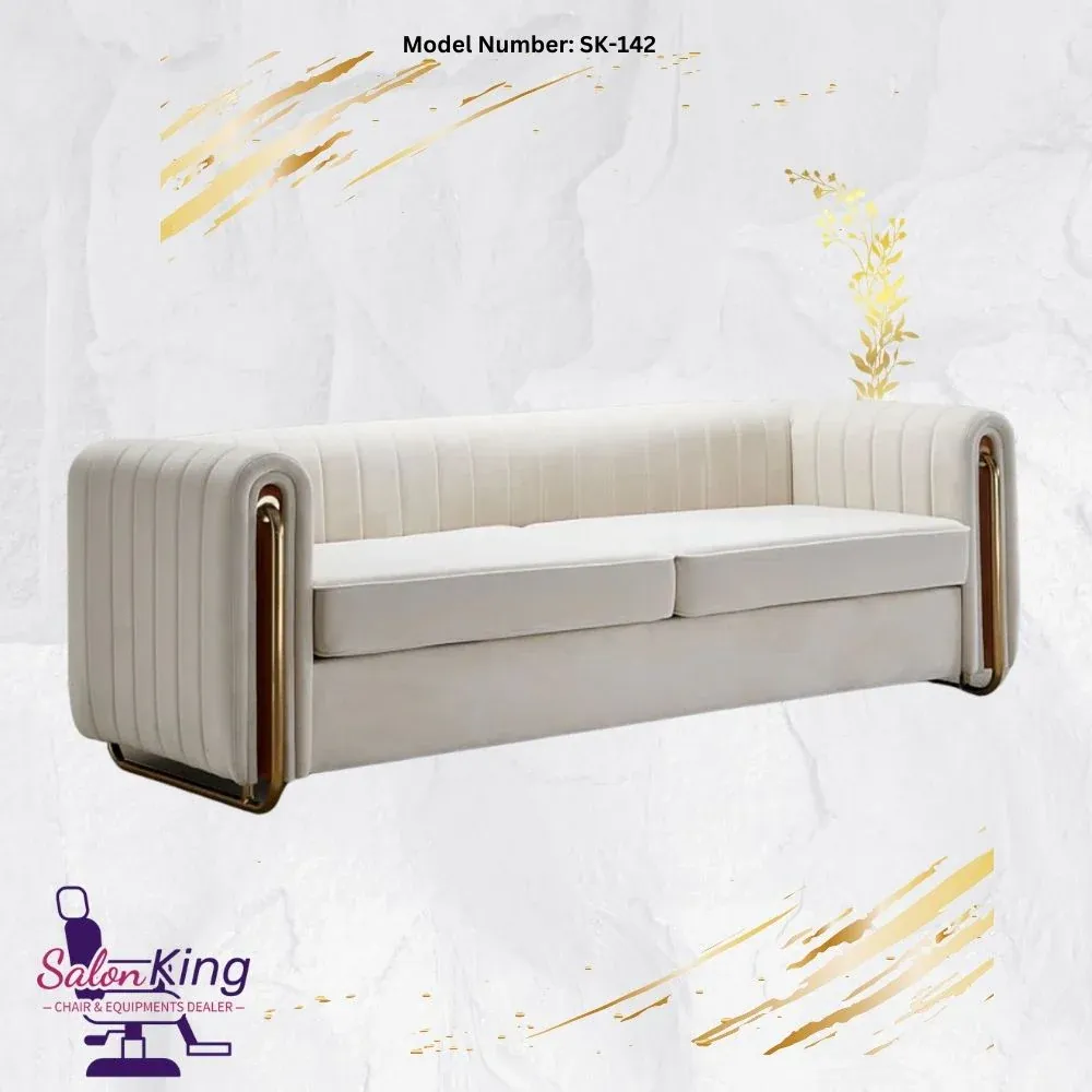 3 Seater Sofa Set, Cream Channel-Stitched