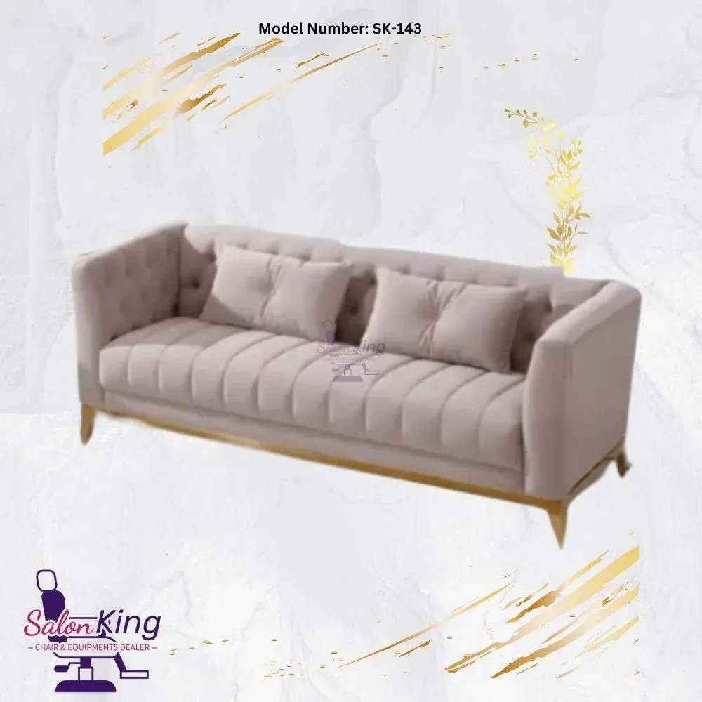 3 Seater Sofa Set, Blush with Gold Base