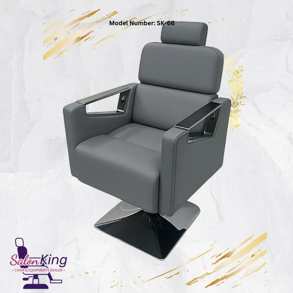 Salon Chair in Dark Green with Chrome Arm Plates, photo 3