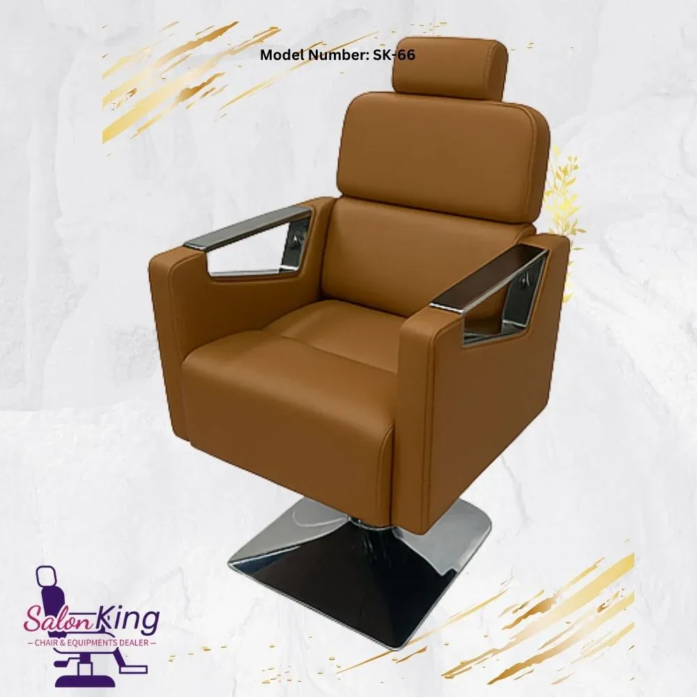 Salon Chair in Dark Green with Chrome Arm Plates, photo 5