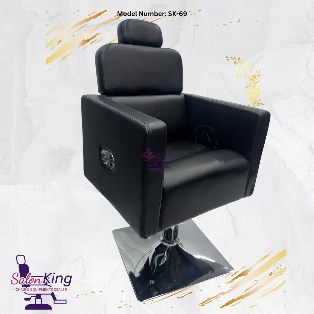 Box Handle Salon Chair in Rolex Rexine, Hydraulic Push Back