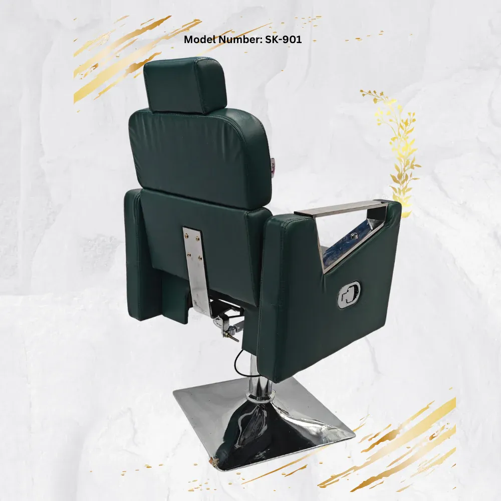 Hydraulic Hair Cutting Chair in Dark Green Rexin, photo 3
