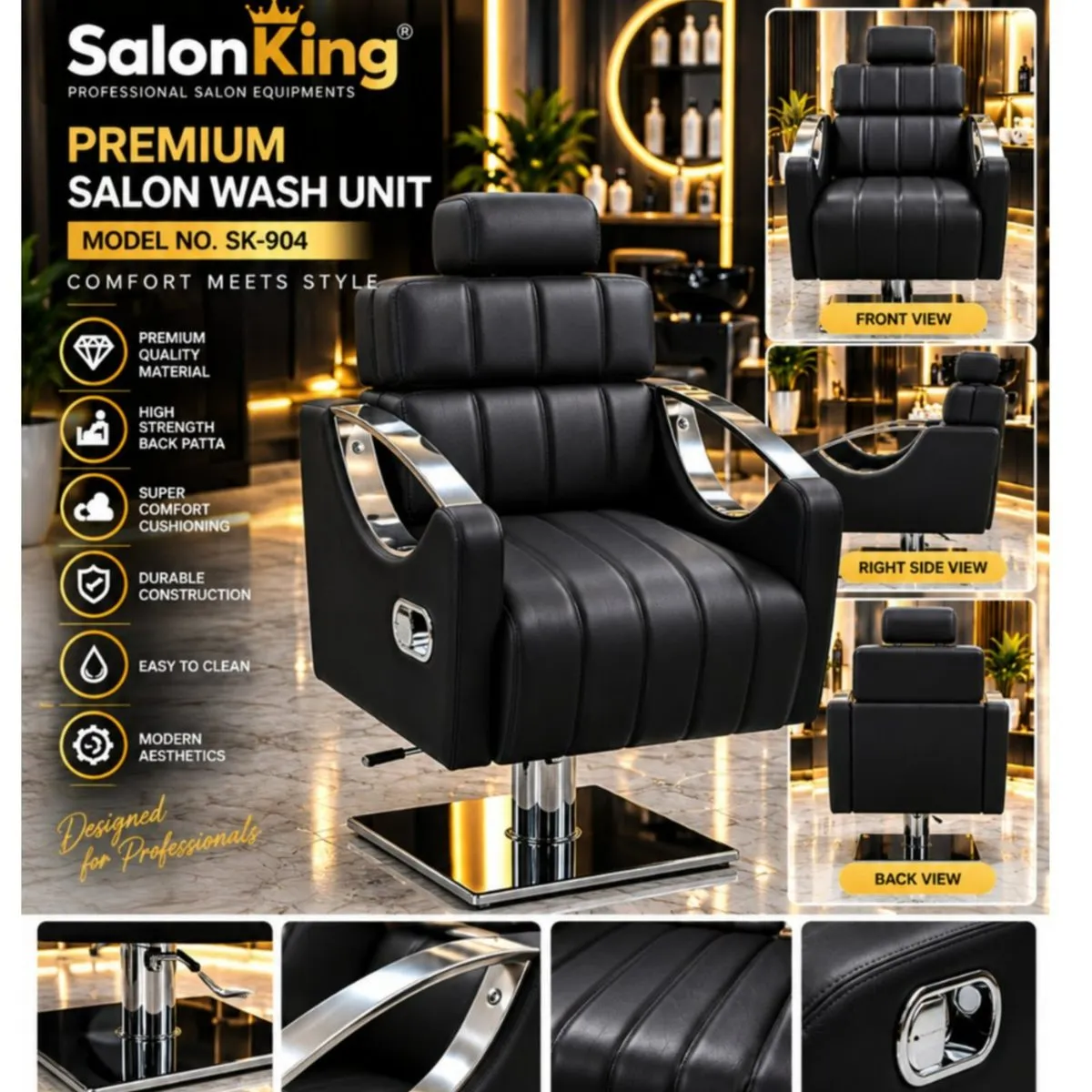Salon Chair with D Handle Arms