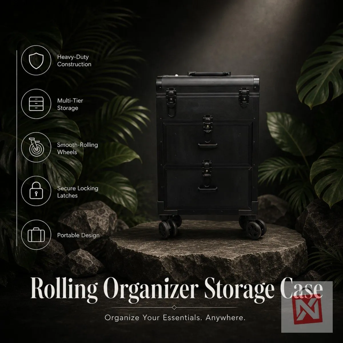 Black Vanity Trolley 2142 with Drawers, photo 2