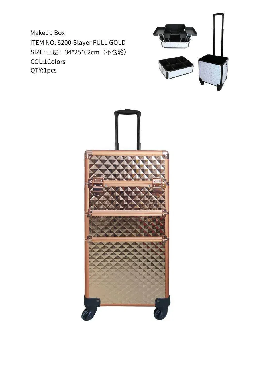 Makeup Vanity Trolley 6200, 3 Layer Gold