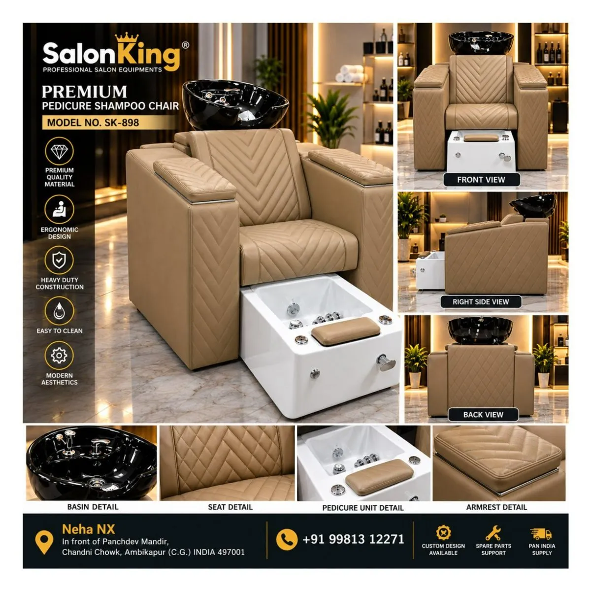 Manicure Pedicure Chair with Shampoo Station
