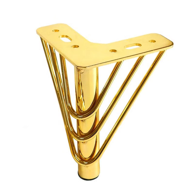 Sk Gold Glossy Right-Angle Shaped Sofa Leg - Modern Furniture Leg for Sofas, Chairs, Beds - Elegant Metal Leg with Shiny Finish, Enhances Décor,Pack of 2 pcs, Easy Installation|4"/15CM|